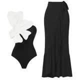 New butterfly decoration one-piece swimsuit set bikini