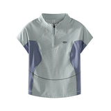 Spring Summer Sweet Girl Semi Zip Outdoor Sport Short T Shirt Women Quick Dry Slim Fit Fitness Running T-shirt Top