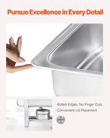 SucceBuy 8 Qt 4/6 Pack Chafing Dish Buffet Set Stainless Steel Chafer Rectangle Catering Warmer Server W/Lid Water Pan for Party