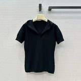 Women's t-shirt New elastic knitted short sleeved top for autumn 2025 Hooded slim fit V-neck pullover Women's corset y2k hoodie