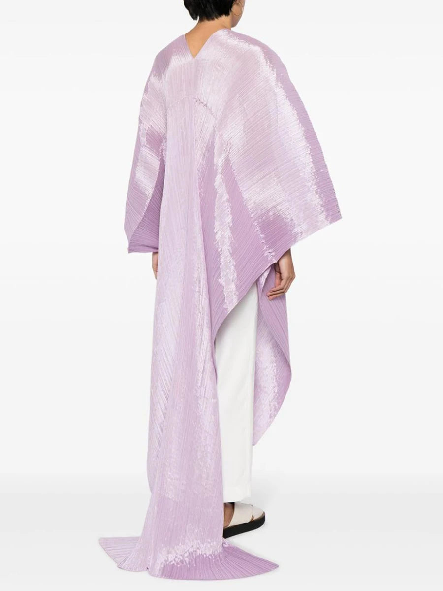 Miyake Pleated Women's Medium Length V-neck Drooping Blouse Dress