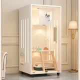 Premium Cream Style Pet Shop Cat Cage Density Board Cat House Double Layer Large Space Glass Door Light