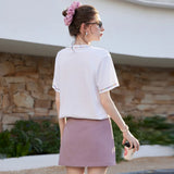LOUIS YAO Playful Age-Reducing Fun Embroidered Short Sleeve T-Shirt 2026 Summer Top Pullover Slightly Stretch Cute Women's Tee