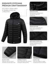 Men's Intelligent Heating Jacket 39 Heating Zones Four Temperature Control Settings Outdoor Cold Resistance Winter Hat Included (Battery Not Included)