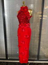Black Red Women Shining Sequins Florals Sexy O-Neck Bodycon Bandage Long Dress Evening Party Christmas Birthday Outfit