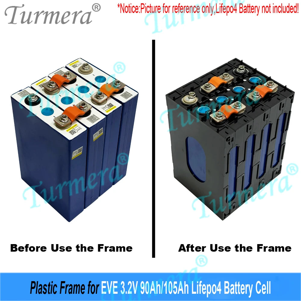 Turmera 12V 24V Battery Frame Flame-Retardant ABS PC Plastic Holder with Latches for CATL EVE 280Ah 320Ah 105Ah Lifepo4 Cell Use
