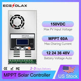 ECGSOLAX 60A MPPT Solar Charge Controller Battery Charging Controller 12V 24V 36V 48V Auto Max PV 150VDC 60A Solar Controller
