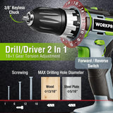 20V Cordless Drill & Impact Driver Combo Kit with 2 Batteries, Fast Charger, Bits