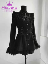Mikumn Harajuku Y2k Japanese Lolita Style Dress With Shorts Kawaii Vestidos Women Gothic Lace Bow Flare Sleeve Party Mini Dress