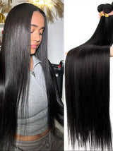 30 32 Inch Bone Straight Bundle Human Hair Unprocessed Raw Remy Hair 3 4 Bundles Brazilian Extension Machine Double Weft