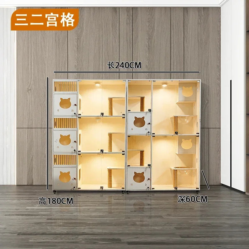 Cat cage villa solid wood household  display cabinet custom  cabinet  house pet store foster breeding three-layer  h