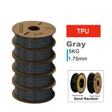 KINGROON 3D Printer Filament PLA PETG TPU ABS 5KG Bundle Black White Gray 1.75mm No bubbles Plastic 5 roll 1kg , Random Spool