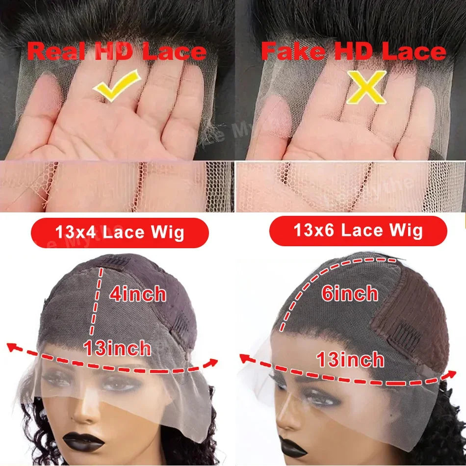 250 Density 100% Human Hair 40 Inch Straight 13x6 HD Lace Frontal Wigs Black Closure 13x4 Lace Front Wig 5x5 Glueless Brazilian