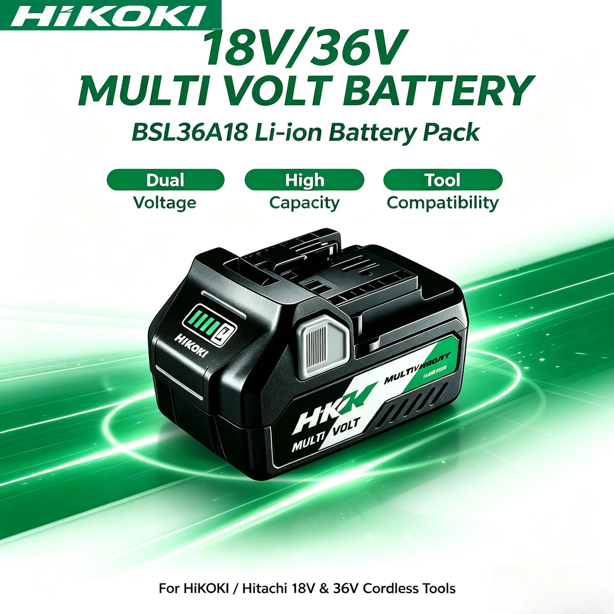Hitachi HiKOKI 18V/36V 5.0Ah Lithium Battery BSL1840 BSL1850 Fit DS18DSL C18DSL High Power Long Runtime Power Tool Battery
