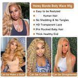 Body Wave Human Hair Wigs 27 Honey Blonde 13X6 Hd Lace Frontal Wig 13X4 Human Hair 250 Density Colored Preplucked Brazilian Wigs