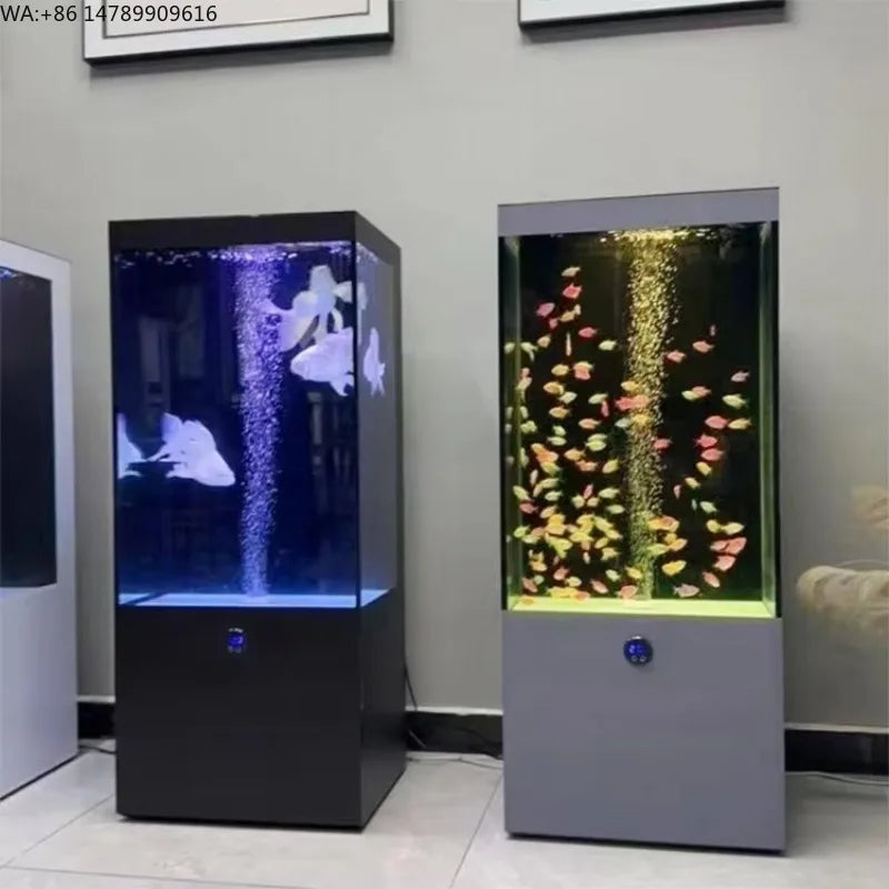 All-in-One AquariumWholesale New Design Large Luxury Square Goldfish Aquarium Square Glass Fish Tank For Living Room Wall Floor