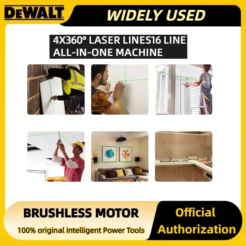 Dewalt 16Lines Rechargeable Professional Meter Laser Level 3 Sides*360 Degree Vertical Horizontal Green Light For Dewalt  20V
