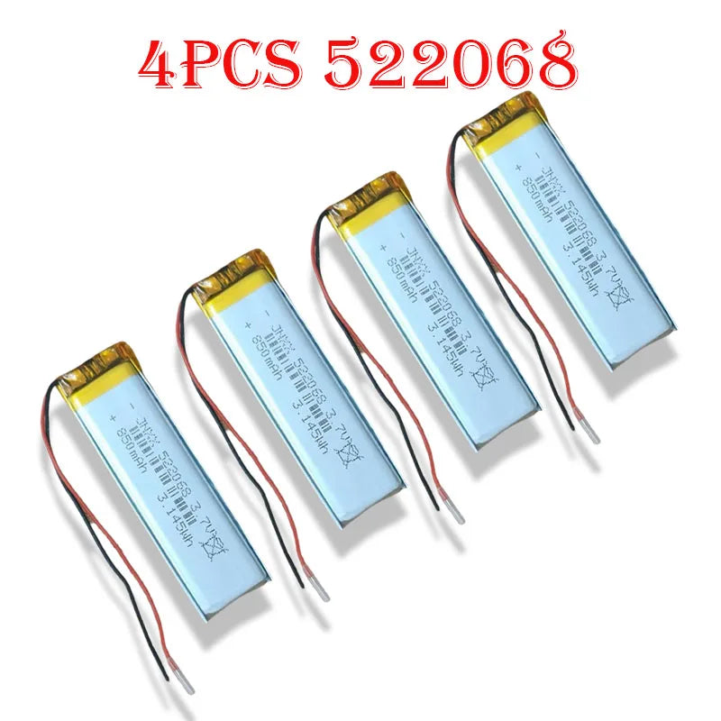 New Original 522068 3.7V 850mAh Rechargeable Polymer Lithium Battery Electronic Products Small Fan Digital LED Light MP3 MP4
