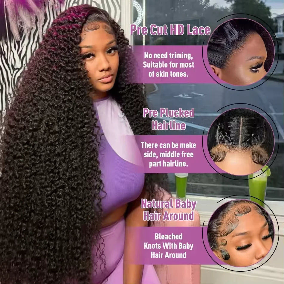 Deep Wave Glueless Invisible Strap 360 HD Full Lace Wig Human Hair 13x4 13x6 Water Wave Lace Front Wig 4x4 5x5 Closure Curly Wig