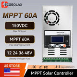 ECGSOLAX 60A MPPT Solar Charge Controller 12V 24V 36V 48V Auto Solar Charging Controller 60A Solar Controller LCD Max PV 150VDC