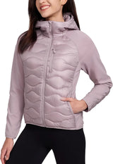 Pioneer Camp Womens Lightweight Insulated Running Jacket Puffer Packable Water Resistant with Zipper Pocket for Hiking Travel