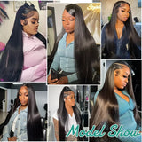 40 Inch Black Straight Human Hair Wigs 13x6 HD Lace Frontal Wig PrePlucked 250% Density 360 Lace Front Straight Human Hair Wigs