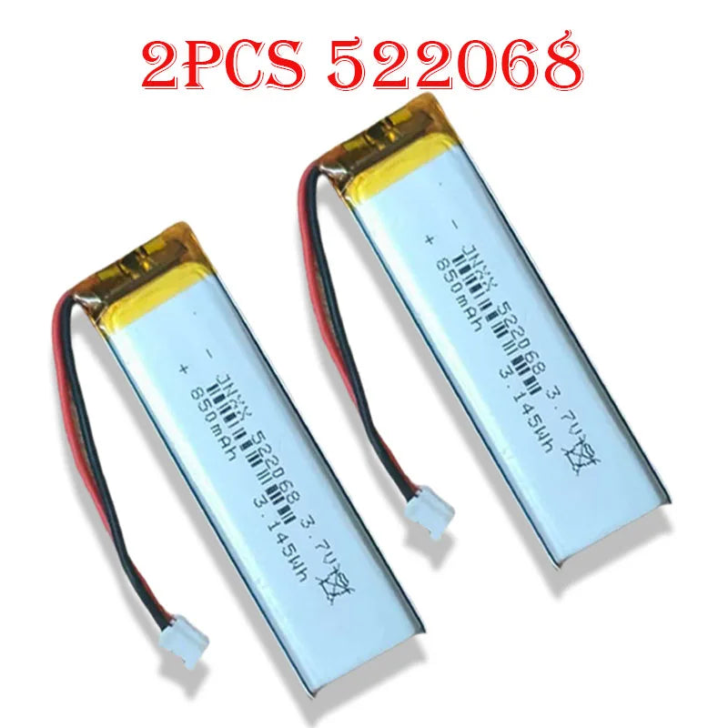 New Original 522068 3.7V 850mAh Rechargeable Polymer Lithium Battery Electronic Products Small Fan Digital LED Light MP3 MP4