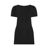 Women's Causal Puff Sleeve Party Dresses Elegant Solid Pockets A-line Slim Zipper Mini Dress Ladies Office Club Evening Outfit