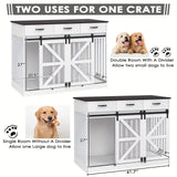 2-In-1 Farmhouse Dog Crate Furniture - Wooden Large Dog Kennel with Drawers Storage - Double Doors - Indoor TV Stand - Inner Hei