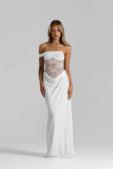 Women's Brown Sheer Lace Bodice Draped Long Dress Sexy Spaghetti Strap Party Evening Long Dresses Black Burgundy Wedding Guest
