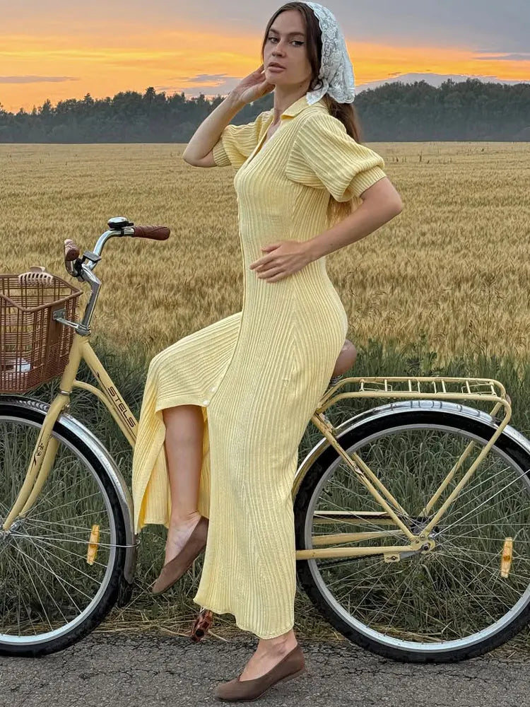 Tossy Fashion Knit Cardigan Maxi Dress Summer Women Chubby Loose Elegant Vintage Evening Party Dress Female Knitwear Long Dress