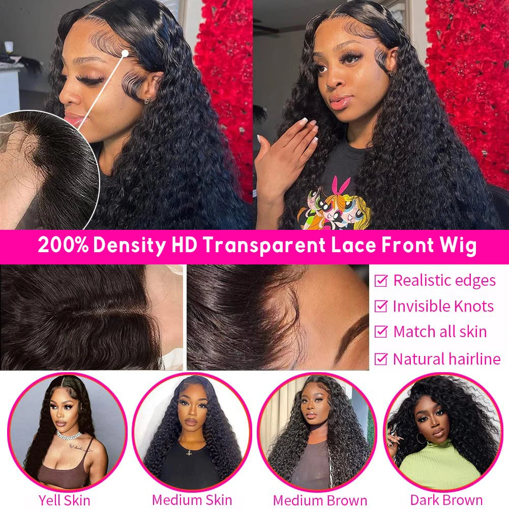 30 34 Inch Deep Wave Frontal Wigs For Women Curly 100% Human Hair Brazilian 13x4 13x6 Wet And Wavy Water Wave Lace Wig