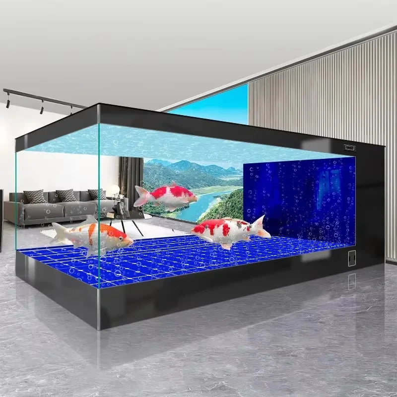 All-in-One Aquarium2026 New Model Indoor Rectangle Ultra-Large Fish Tank For Koi Fish Living Room Use No Water Change Required E