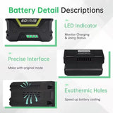 For Greenworks PRO 60V 6.0/8.0/10.0AhLithium Ion Battery Replacement 3X Longer Runtime,for brushless lawn mowing GD60AB, etc