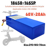 16S5P 60V 20Ah lithium battery pack 2000W high-power with built-in BMS for Motorcycle, scooter, Bicycle MotorReplace battery