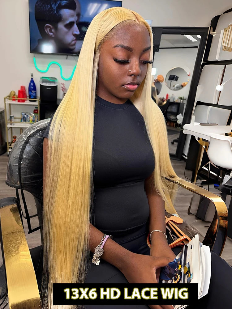 30Inch Blonde Human Hair Wig Straight 613 hd Lace Frontal Wig 13x6 13x4 Body Wave Lace Front Wig Honey Blonde Colored Human Hair