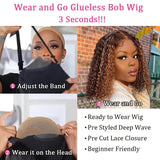 Highlight Ombre Bob Wig Human Hair Curly Short 5X5 Hd Lace Closure Wig