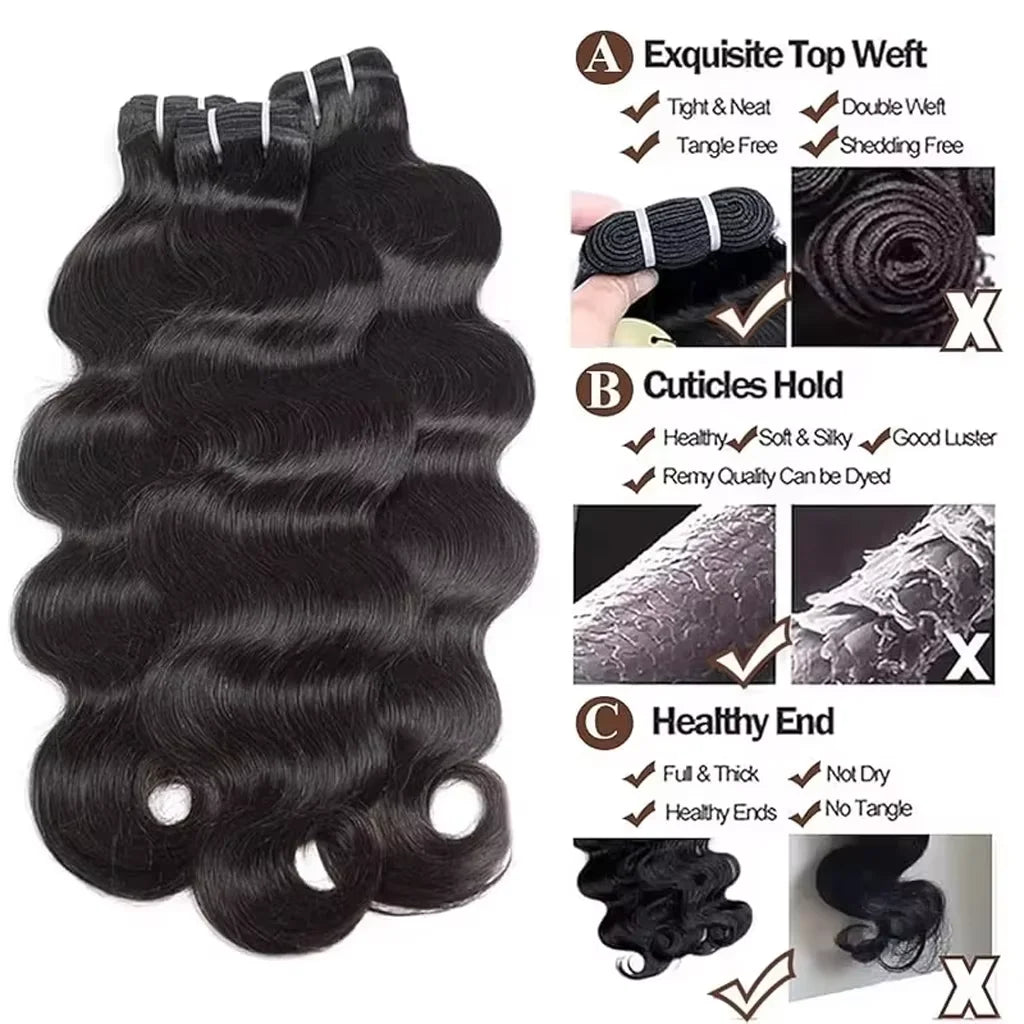 30 32 Inch 16A Body Wave Bundles 100% Human Hair Brazilian 2 3 4 Pcs Virgin Weave Raw Hair Double Weft Thick Human Hair Bundles Extensions For Women