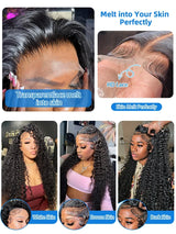 34 Inch Human Hair Water Wave Wig Natural Color 13x6 Frontal Curly Lace