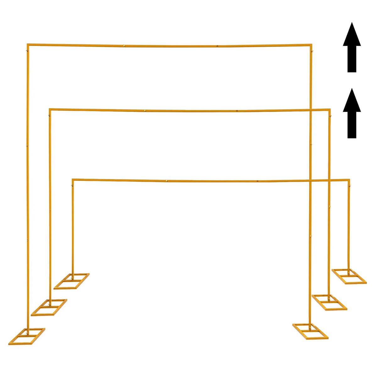 3m Adjustable Gold Square Wedding Arch Stand with Base, Heavy Duty Metal Backdrop Frame for Ceremony Party Decoration
