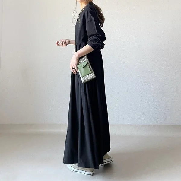 Japanese Style Autumn New Long-Sleeved Buttoned Dress