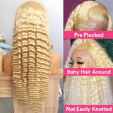 30 Inch 613 Lace Front Wig Human Hair Blonde Wig Human Hair 613 Deep