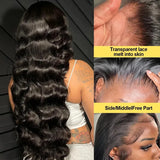 250 Density 40 42 Inch Body Wave Human Hair 13x4 HD Transparent Lace