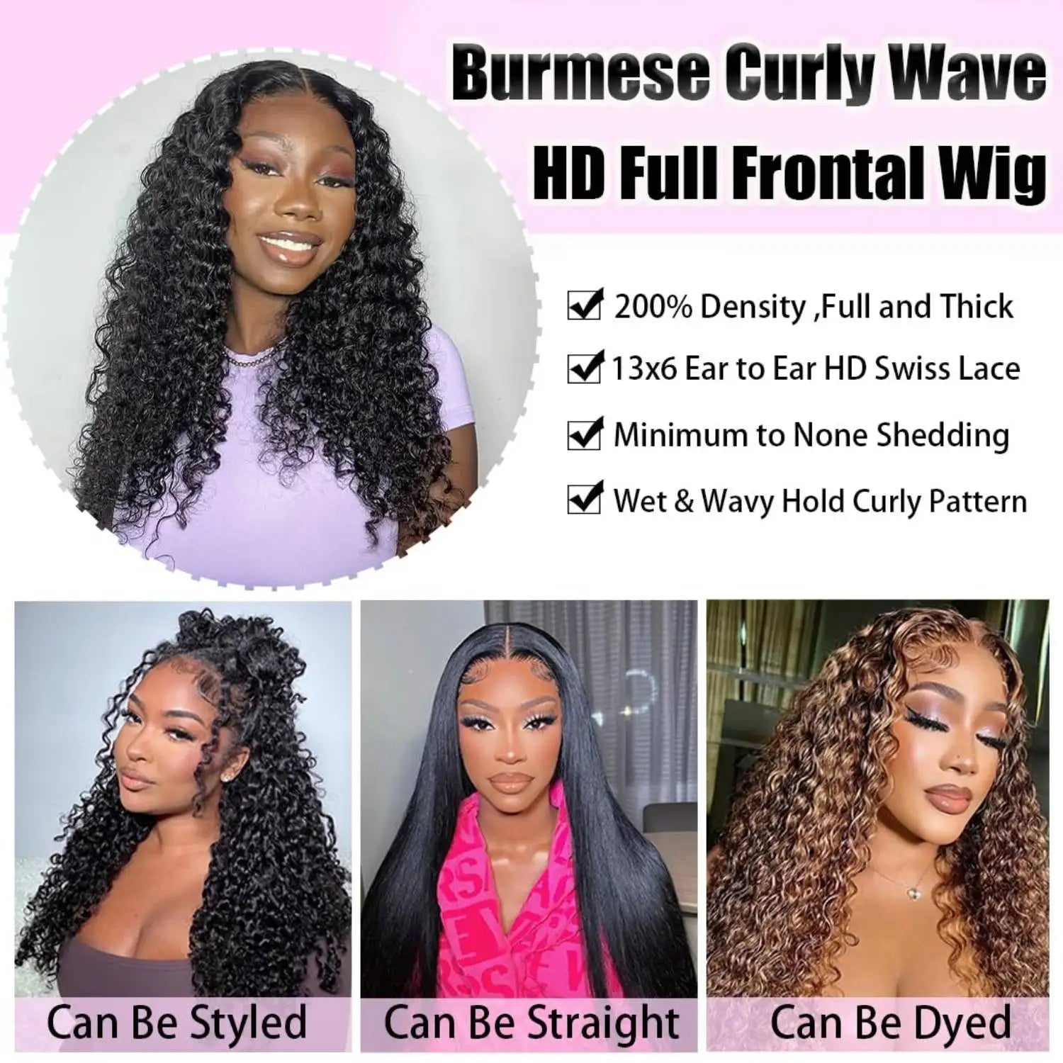 Burmese Curly Human Hair Wig With Spiral Curls End 13x4 Lace Front Wigs 220 Density Pre Plucked Tiny Knots 13x6 Lace Frontal Wig