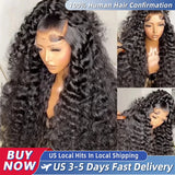 Curly ≥98% Human Hair Wigs 200% Real Density Water Deep Wave 13x6 13x4 HD Lace Front 360 Transparent Lace Frontal Wigs For Women 30 40 Inch Pre Plucked Lace Wigs Local Warehouse In The Us Ships Within Brazilian