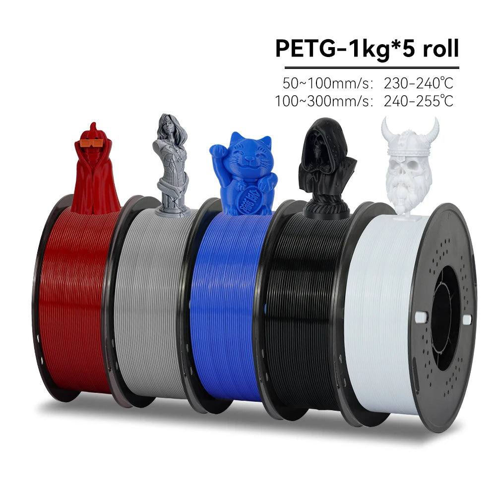 KINGROON High Speed PETG 3D Filament PLA/PETG 5KG 3D Printing Filament 1.75mm 100% Neatly Wound HS Filament 350mm/s Printing