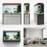 All-in-One AquariumLuxurious Rectangular Saltwater Fish Tank Aquarium With Aluminum Frame And Cabinet. Environmentally Friendly.