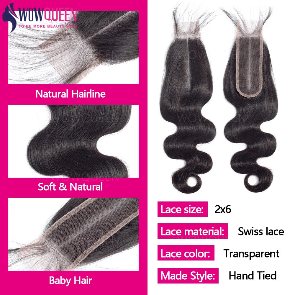 Body Wave Bundles With Closure 2x6 4x4 Brazilian Hair Weave Bundles With 13x4 Frontal Natural Human Hair Bundles And Closure