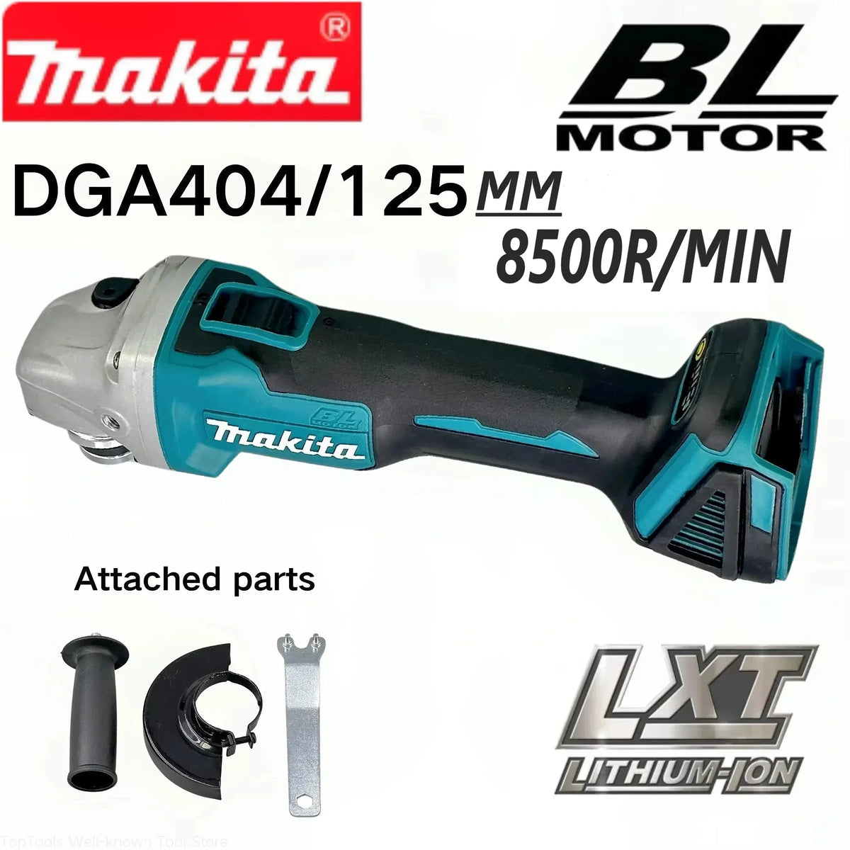 Makita DGA404 125mm Brushless Lithium Electric Angle Grinder Rechargeable Cutting Machine High Power Polishing Machine 18V