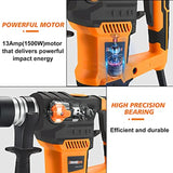 1-1/4 Inch SDS-Plus 13 Amp Rotary Hammer Drill with Heavy Duty Safety Clutch 3 Function Operation Advanced Vibration